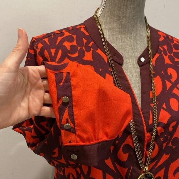 New York & Company Red Button Down Blouse Size Large - Picture 7 of 16